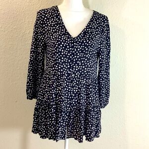 Maeve black and white peplum blouse Sz M